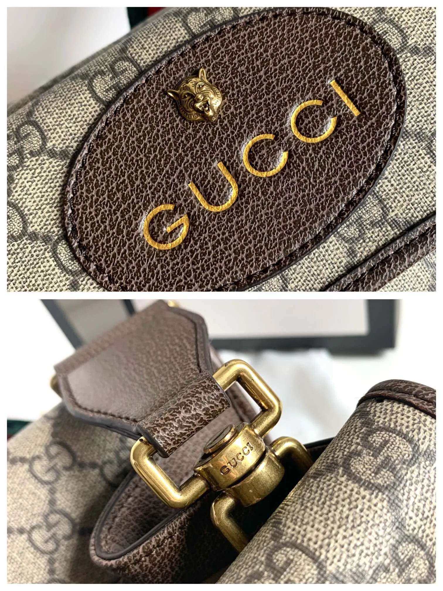 Upgraded version of real shot #💰320 Style No.: 501050 Size: 22*16.5*4cm GG Suprememini messenger bag to help you play in this autumn and winter fashion circle ~ Classic PVC material with brown cowhide, hardware🐯Tiger head hardware with red and green adjustable shoulder straps, retro style design, equipped with flip buckles on each side. The central opening compartment can be opened using a magnetic tab. (Copy version of Gucci hardware logo and upgraded hot stamping, bold red and green webbing)