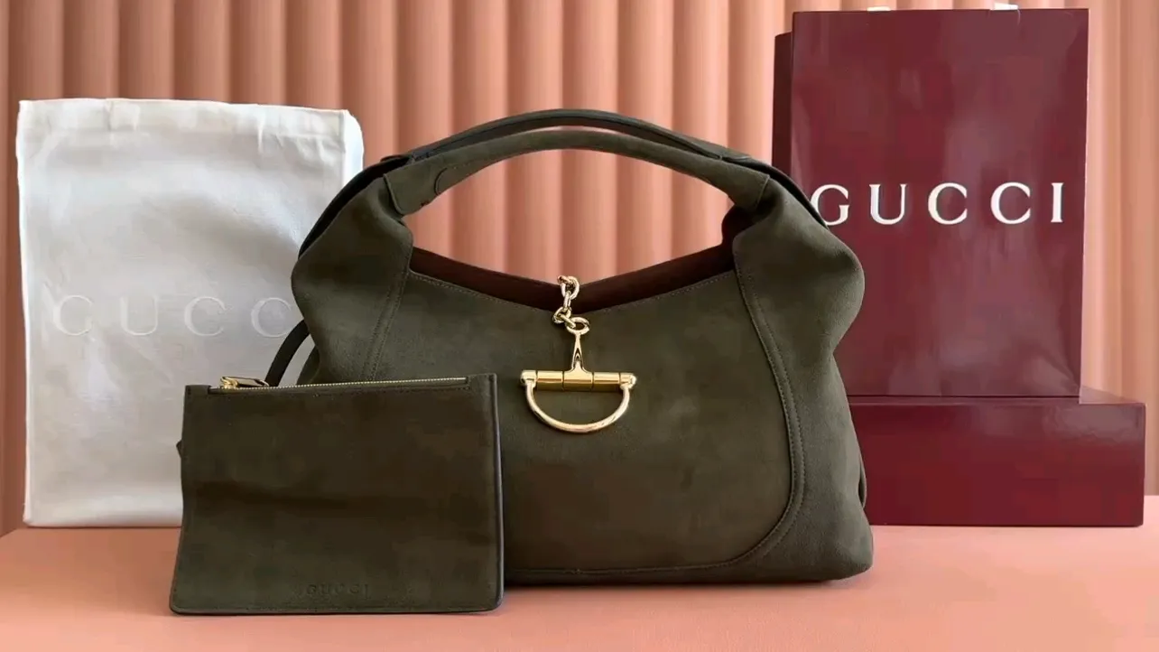 💋💋💋【New Product】Gucci Softbit series large shoulder bag, brown matte/original leather has been shipped, 🐍27.5cm model: 837466. short video