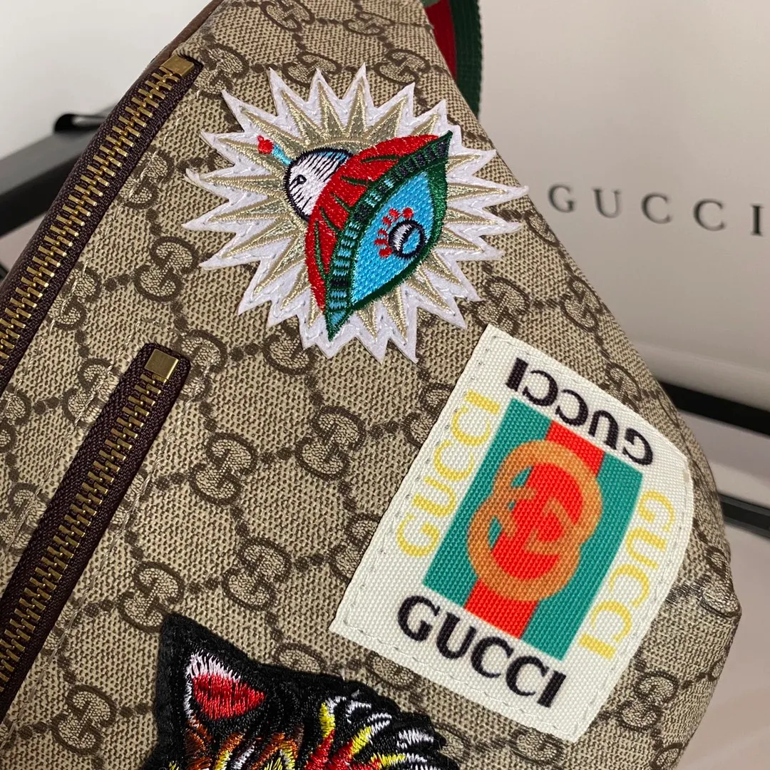 Actual shot #💰260 Model: 529711 embroidered tiger Size: 28x18x8cm. GG ophidia Travel has always been one of the brand's sources of inspiration. Decorated with a variety of fashionable embroidery and retro-style details such as planets. Retro airmail piping and Gucci retro logo taken from archive designs. Chest bag✅waist bag✅