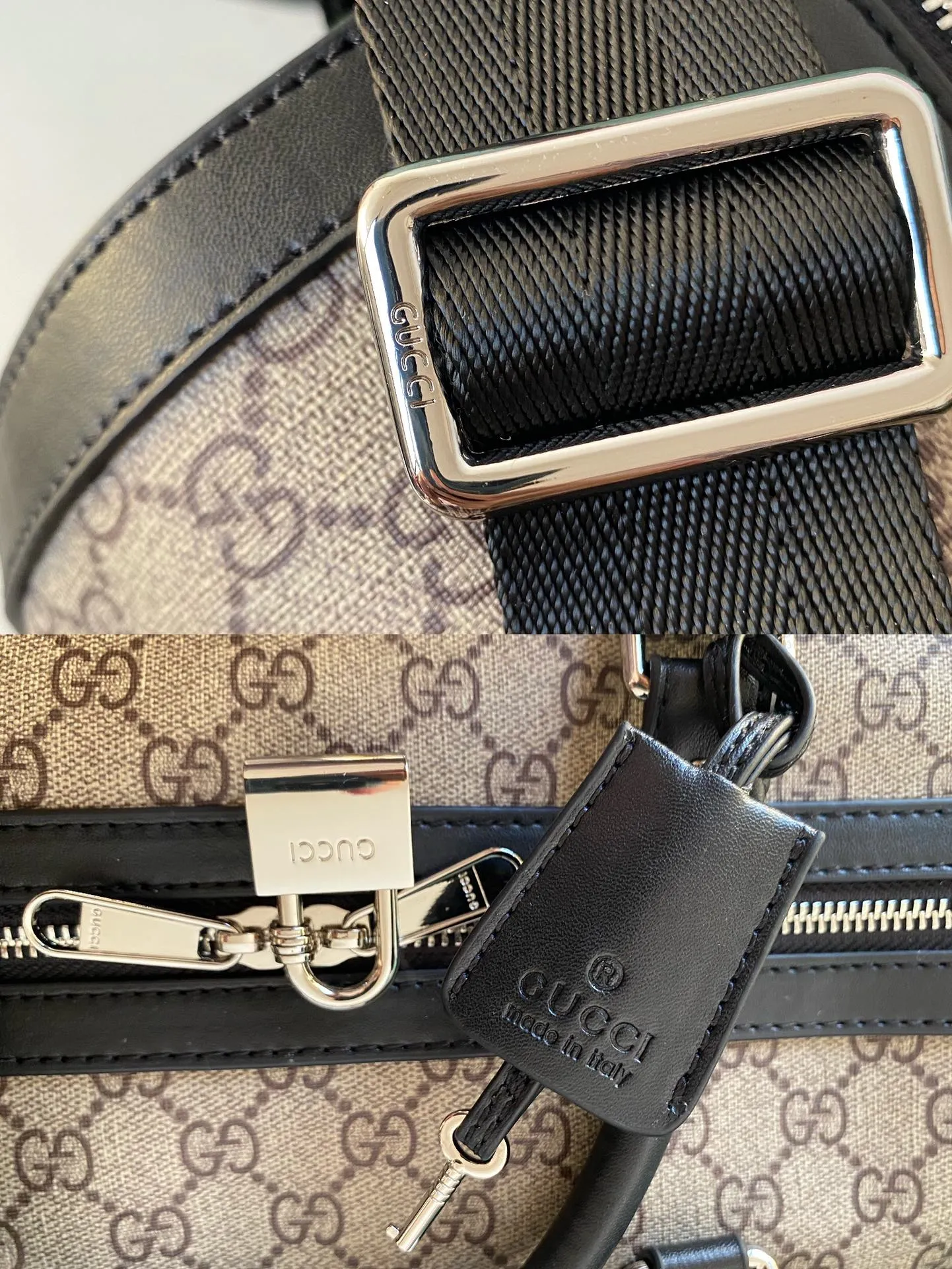 💰380 🆕GUCCI💝💝The latest small travel bag💗The texture is super soft and made of soft GG Supreme high-grade man-made canvas. This material is a softer version of GG Supreme high-grade man-made canvas. It is covered with microfiber fabric, decorated with GG patterns, and matched with black imported cowhide piping. It is full of personality! Comes with a detachable webbing shoulder strap. Style number: 474131 Kehu. Size: 45*27*24