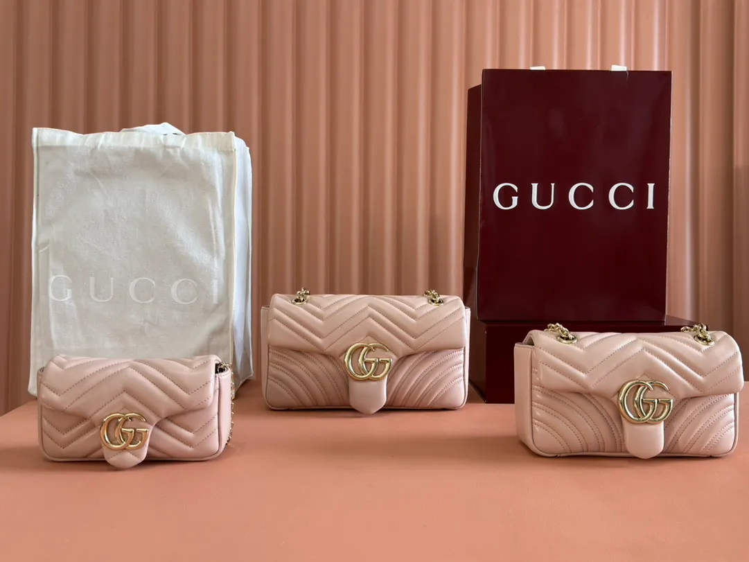 💋💋💋 New GG Marmont series medium shoulder bag. Imported sheepskin caramel, black, white, ancola red/original leather shipped! 841290-837280-837267 combination short video