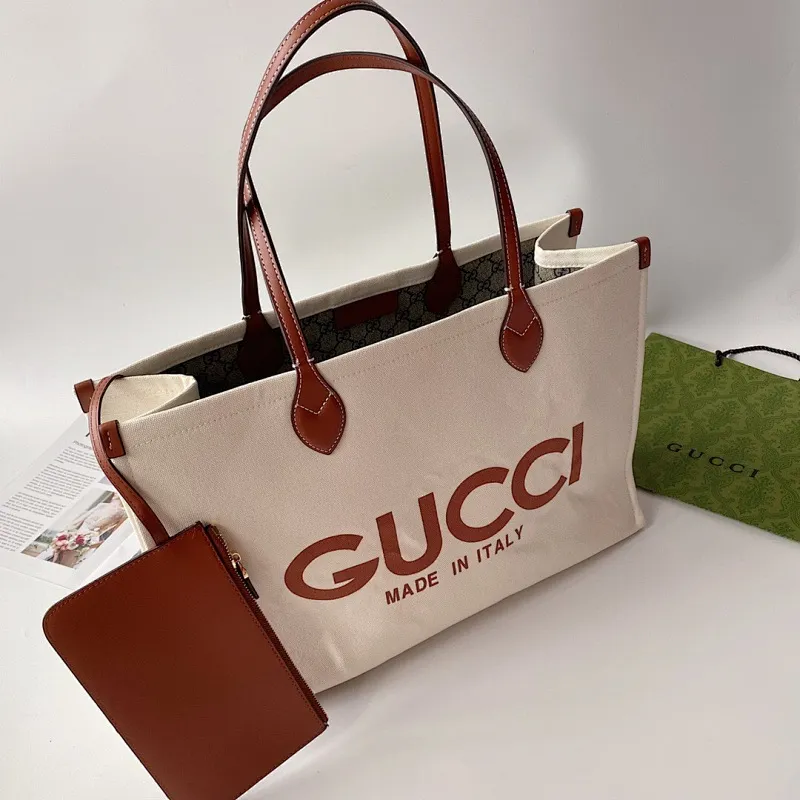 All Categories Official Website "Brand Women's Bags" Women's Bags 💙 GUCCI 2024 New GUCCI Cool Tote Canvas Bag