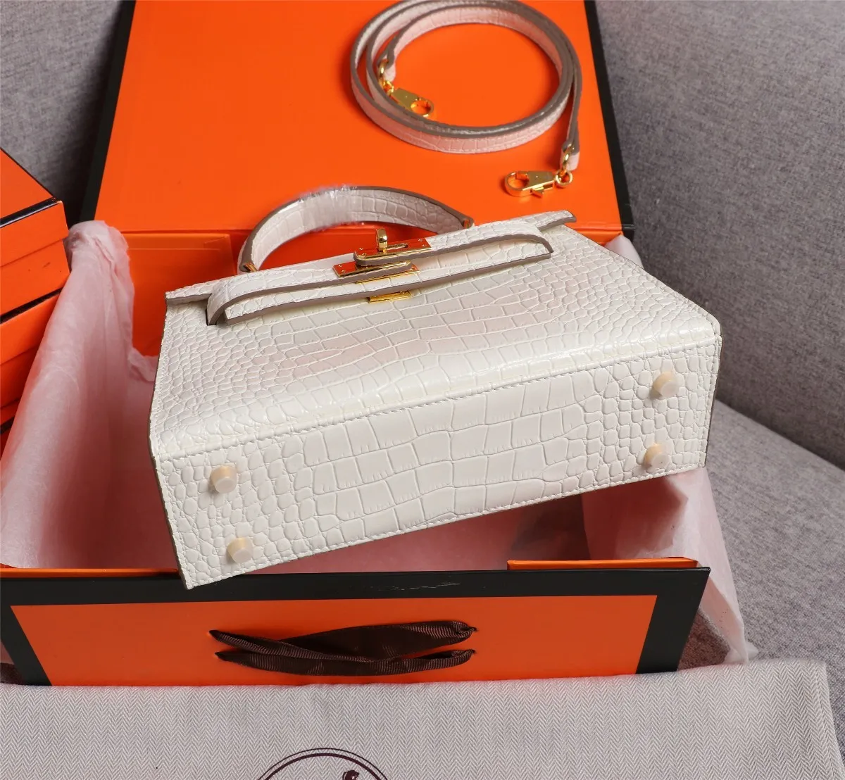 All categories Official website "Brand Women's Bags" Women's Bags 💙 Hermes 2022 Official New Hermès Handbag Kelly Crocodile Pattern First-layer Calfskin Wholesale 58002800 High Quality Size: 22-7-14CM