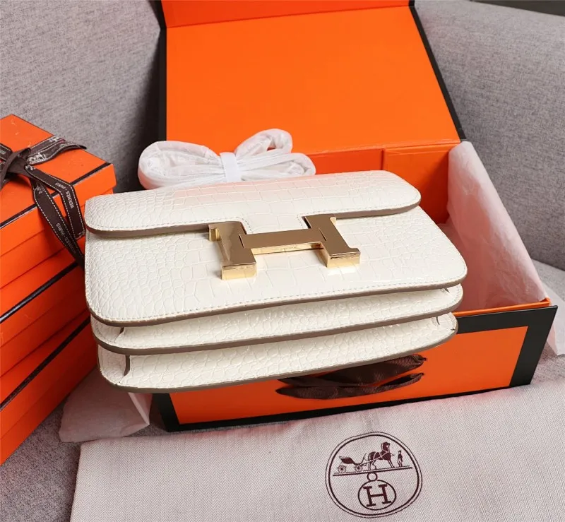 All Categories Official Website "Brand Women's Bags" Women's Bags 💙 Hermes 2022 Official New Hermes Constance Stewardess Bag Wholesale Crocodile Skin Full Pure Steel Plated Hardware Buckle 58003350 High Quality Size: 23-6-17CM