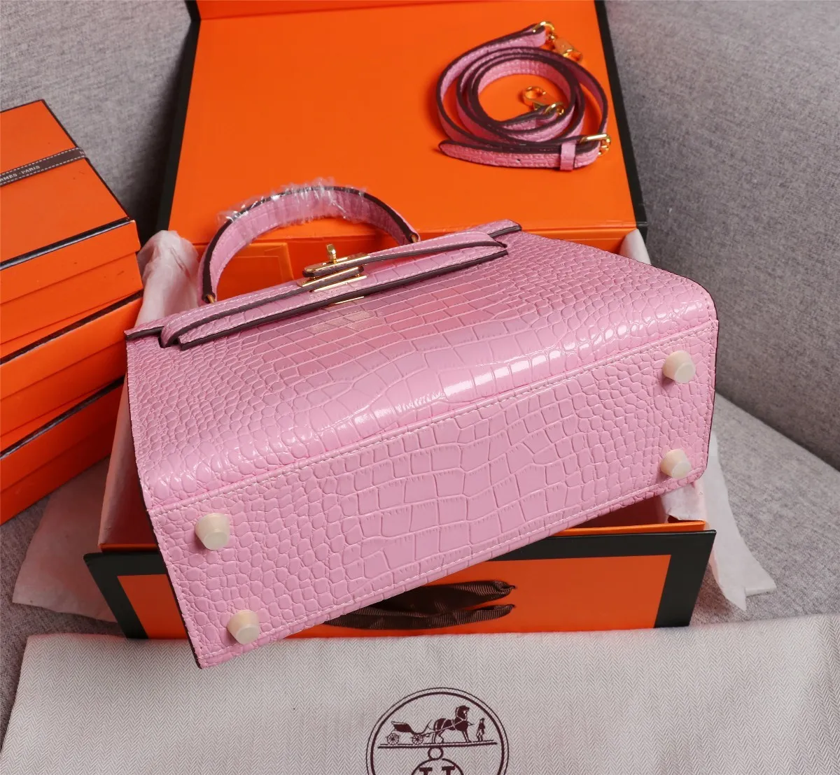 All Categories Official Website "Brand Women's Bags" Women's Bags 💙 Hermes 2022 official new Hermes women's hand-carrying cross-body dual-use bag wholesale Kelly crocodile pattern 58002500 High quality Size: 25-9-18CM