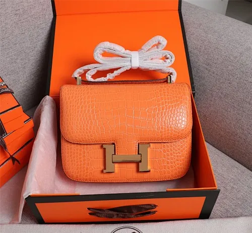 All Categories Official Website "Brand Women's Bags" Women's Bags 💙 Hermes 2022 Official New Hermes Constance Stewardess Bag Wholesale Crocodile Skin Full Pure Steel Plated Hardware Buckle 58003350 High Quality Size: 23-6-17CM