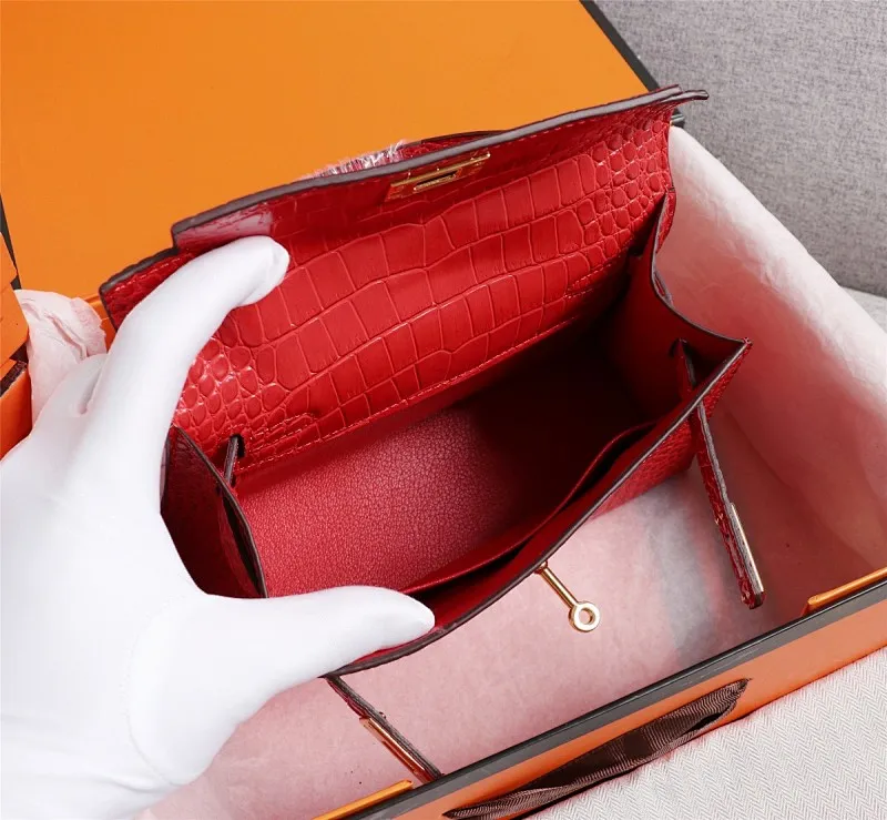 All Categories Official Website "Brand Women's Bags" Women's Bags 💙 Hermes 2022 official new Hermes women's hand-carrying cross-body dual-use bag wholesale Kelly crocodile pattern 58002500 High quality Size: 22-7-14CM
