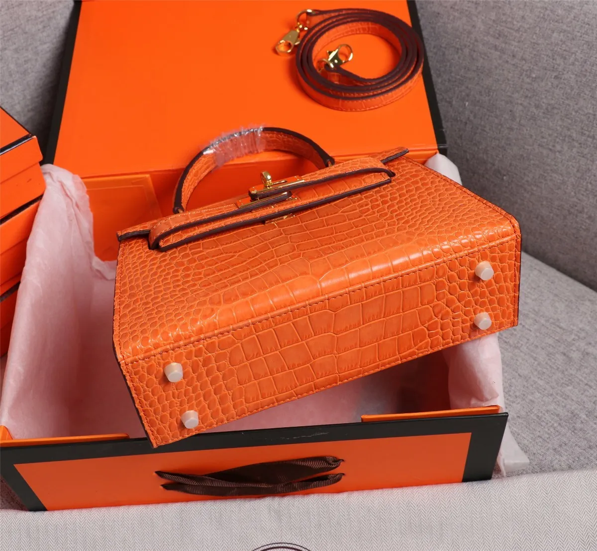 All Categories Official Website "Brand Women's Bags" Women's Bags 💙 Hermes 2022 official new Hermes women's hand-carrying cross-body dual-use bag wholesale Kelly crocodile pattern 58002500 High quality Size: 22-7-14CM