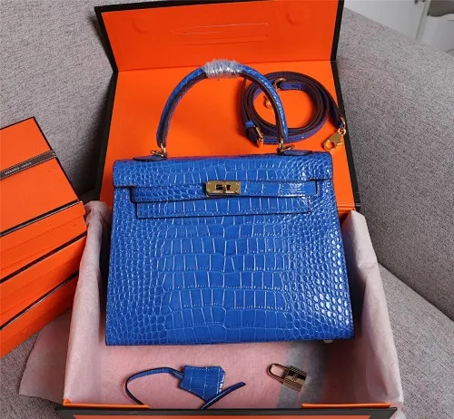 All Categories Official Website "Brand Women's Bags" Women's Bags 💙 Hermes 2022 official new Hermes women's hand-carrying cross-body dual-use bag wholesale Kelly crocodile pattern 58002500 High quality Size: 25-9-18CM