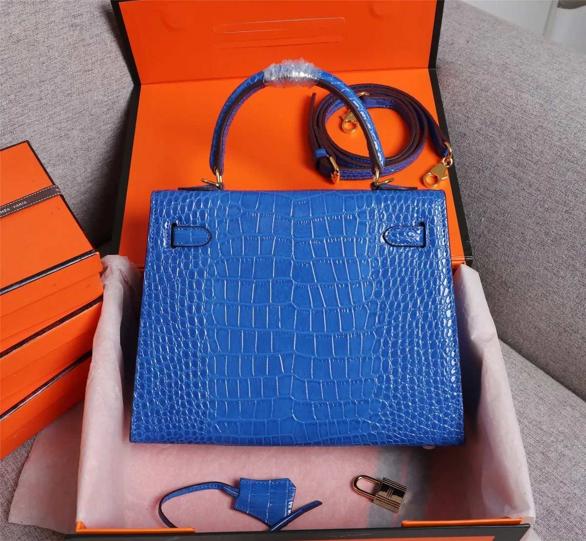 All Categories Official Website "Brand Women's Bags" Women's Bags 💙 Hermes 2022 official new Hermes women's hand-carrying cross-body dual-use bag wholesale Kelly crocodile pattern 58002500 High quality Size: 25-9-18CM