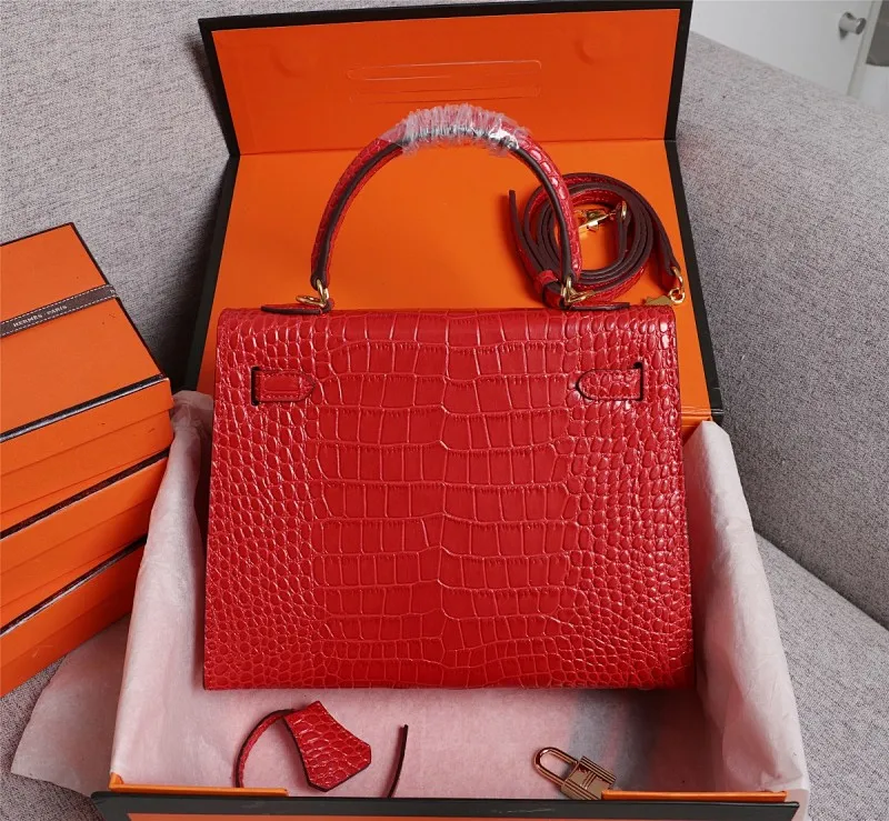 All Categories Official Website "Brand Women's Bags" Women's Bags 💙 Hermes 2022 official new Hermes women's hand-carrying cross-body dual-use bag wholesale Kelly crocodile pattern 58002500 High quality Size: 25-9-18CM