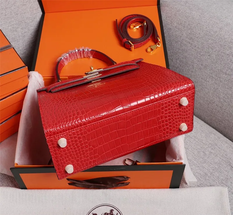 All Categories Official Website "Brand Women's Bags" Women's Bags 💙 Hermes 2022 official new Hermes women's hand-carrying cross-body dual-use bag wholesale Kelly crocodile pattern 58002500 High quality Size: 25-9-18CM