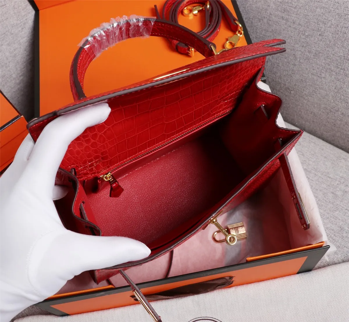 All Categories Official Website "Brand Women's Bags" Women's Bags 💙 Hermes 2022 official new Hermes women's hand-carrying cross-body dual-use bag wholesale Kelly crocodile pattern 58002500 High quality Size: 25-9-18CM
