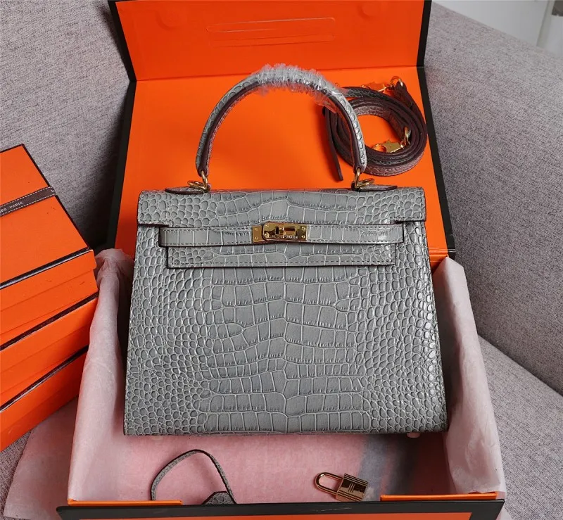 All Categories Official Website "Brand Women's Bags" Women's Bags 💙 Hermes 2022 official new Hermes women's hand-carrying cross-body dual-use bag wholesale Kelly crocodile pattern 58002500 High quality Size: 25-9-18CM