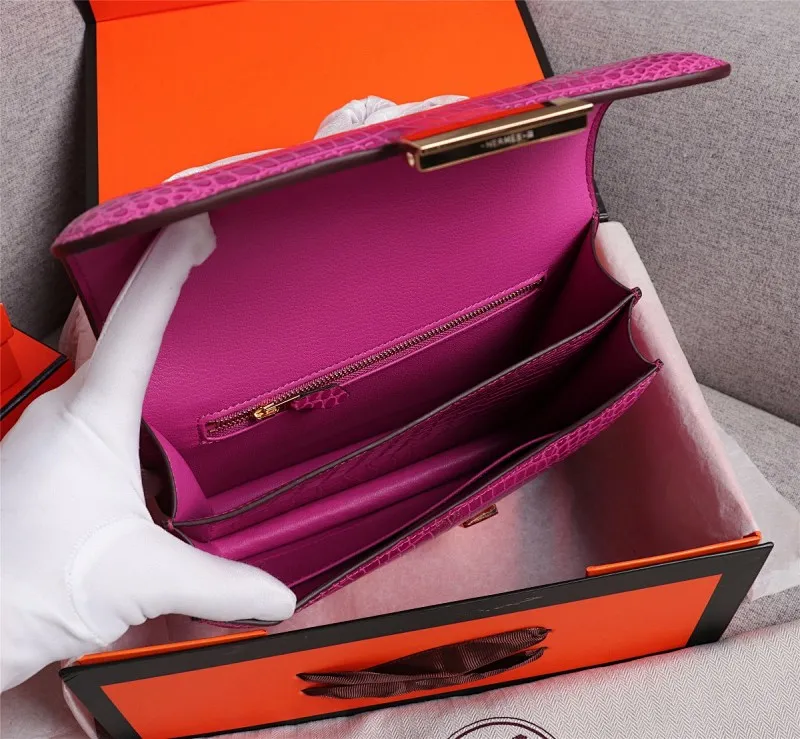 All Categories Official Website "Brand Women's Bags" Women's Bags 💙 Hermes 2022 Official New Hermes Constance Stewardess Bag Wholesale Crocodile Skin Full Pure Steel Plated Hardware Buckle 58003350 High Quality Size: 23-6-17CM