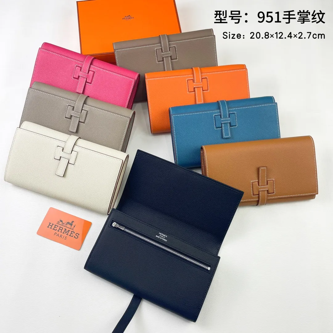 HERMES official website new model 💰300 New H Passant Toutenmainte Epsom calfskin long wallet Model: 951 palm print - Sheath "H passant" opening and closing - Zipper coin purse - Pocket with original OEM code inside - Can store passport or large-size mobile phone Metal texture: palladium plated Dimensions: length 20.8 × width 12.4 × thickness 2.7 cm