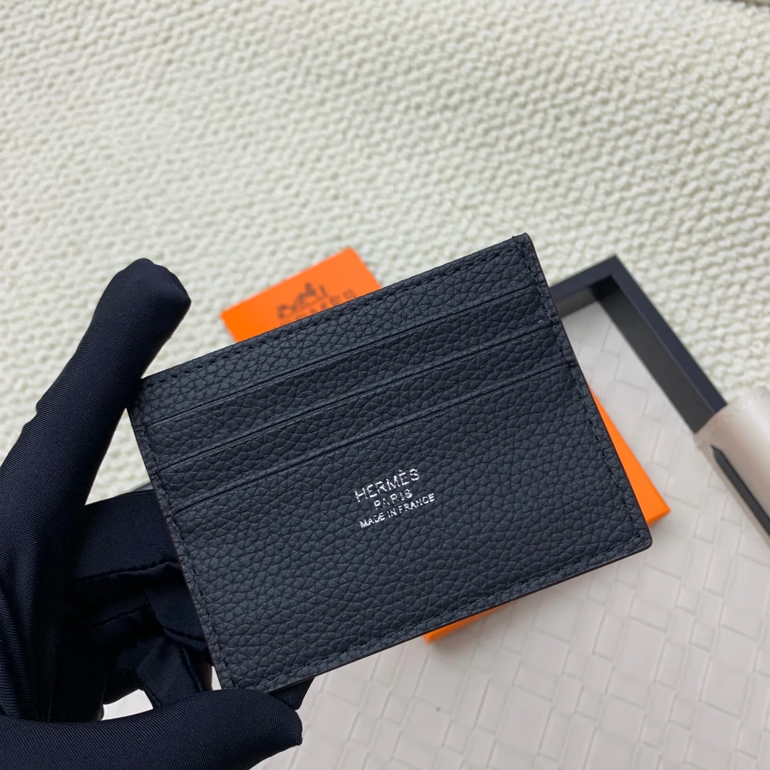 💰100 Hermès new card holder/2024 cow leather edge 3 card slots 1 flat pocket No.: 0514 Size: w10.5×7cm