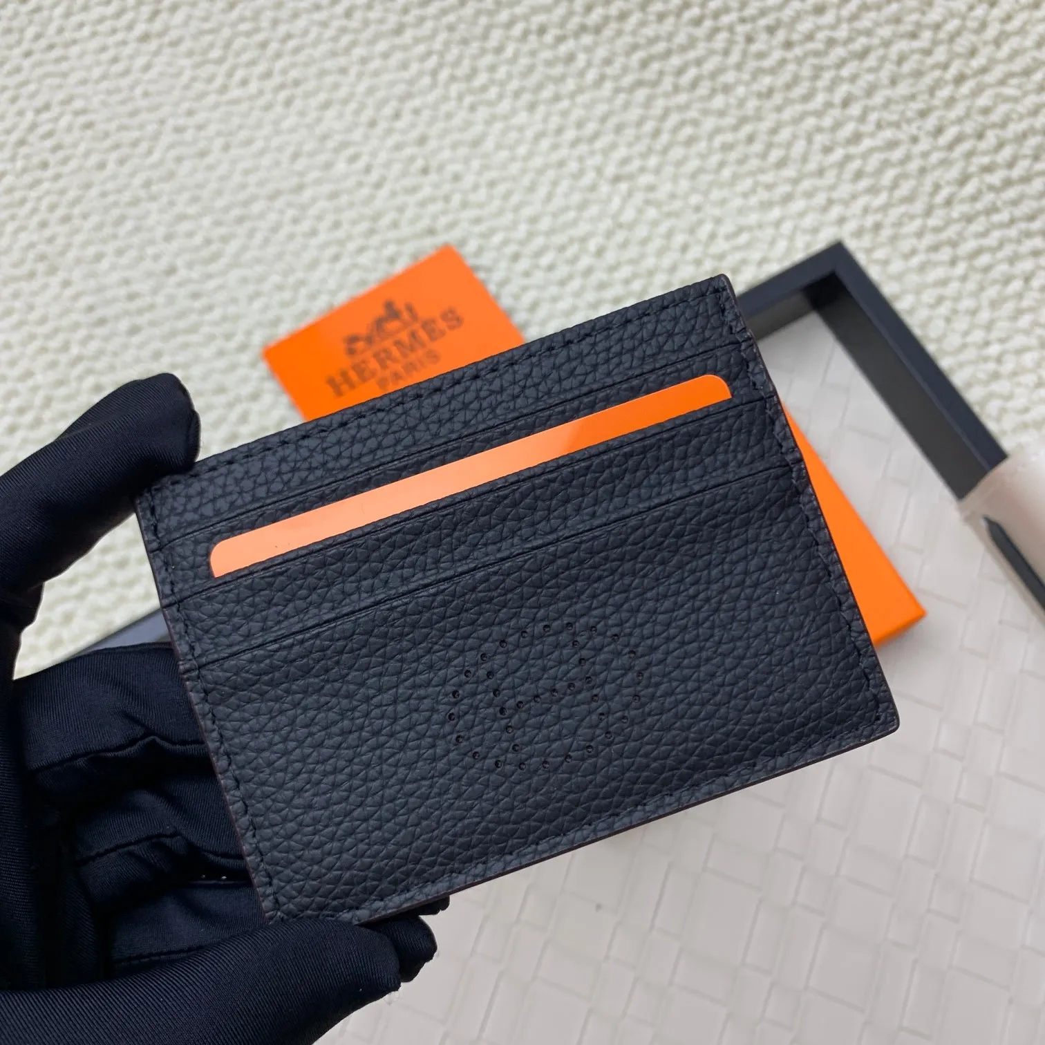 💰100 Hermès new card holder/2024 cow leather edge 3 card slots 1 flat pocket No.: 0514 Size: w10.5×7cm