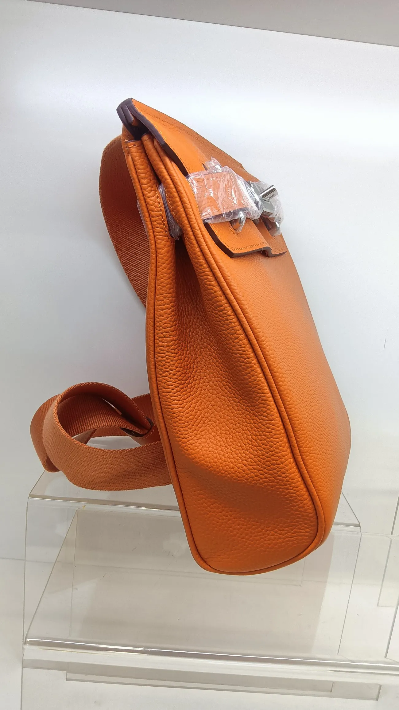 1080💰, orange, original tog0 cowhide chest bag with silver buckle hardware shipped, size: 17.5×8×26cm