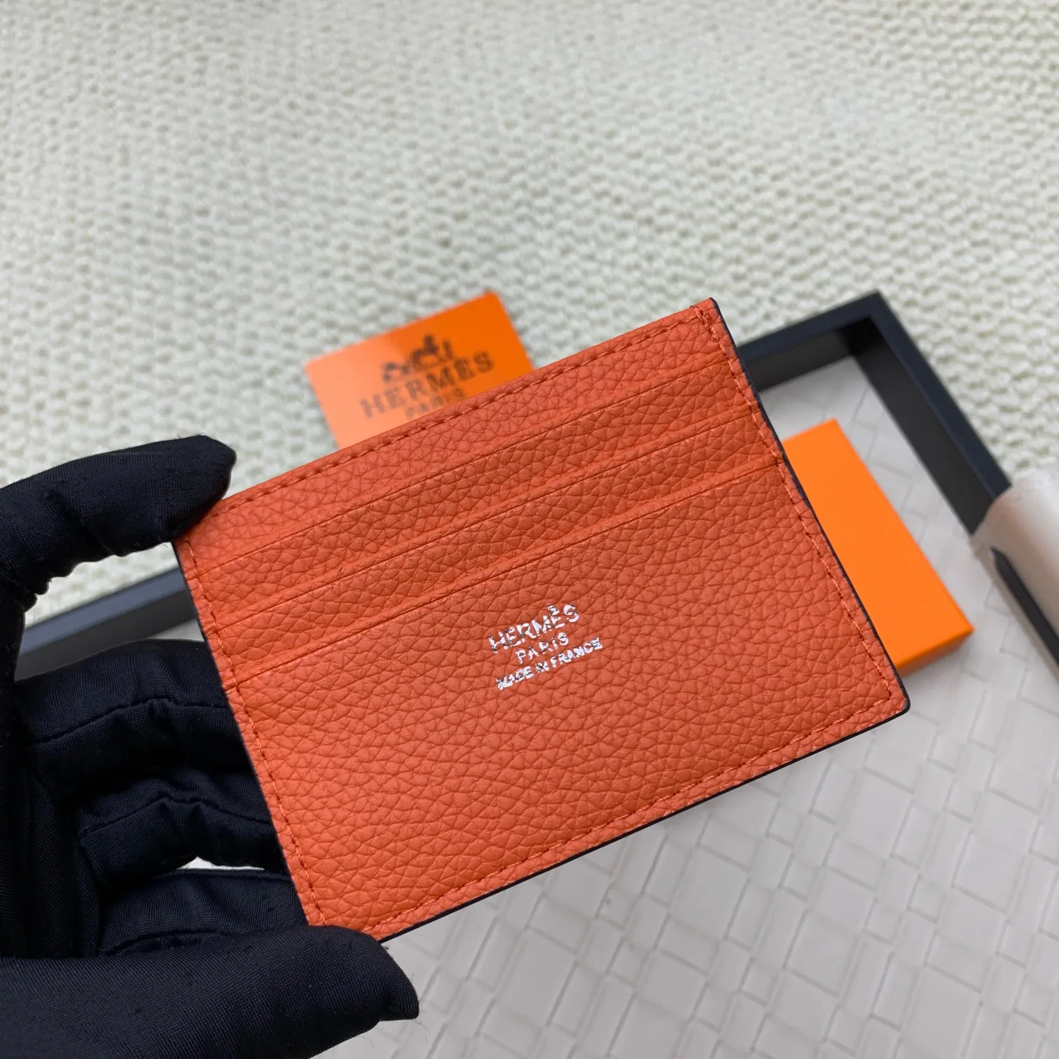 💰100 Hermès new card holder/2024 cow leather edge 3 card slots 1 flat pocket No.: 0514 Size: w10.5×7cm
