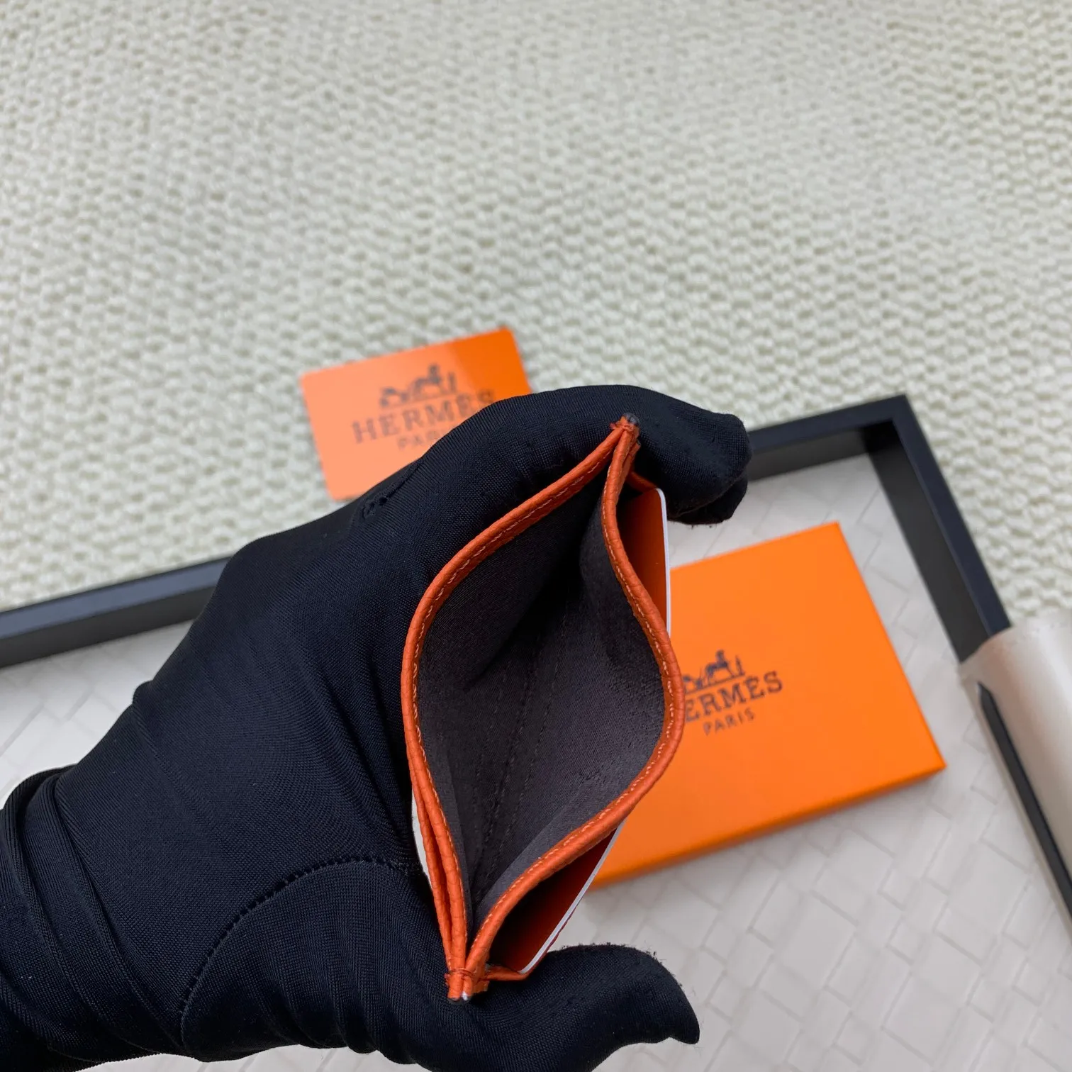💰100 Hermès new card holder/2024 cow leather edge 3 card slots 1 flat pocket No.: 0514 Size: w10.5×7cm