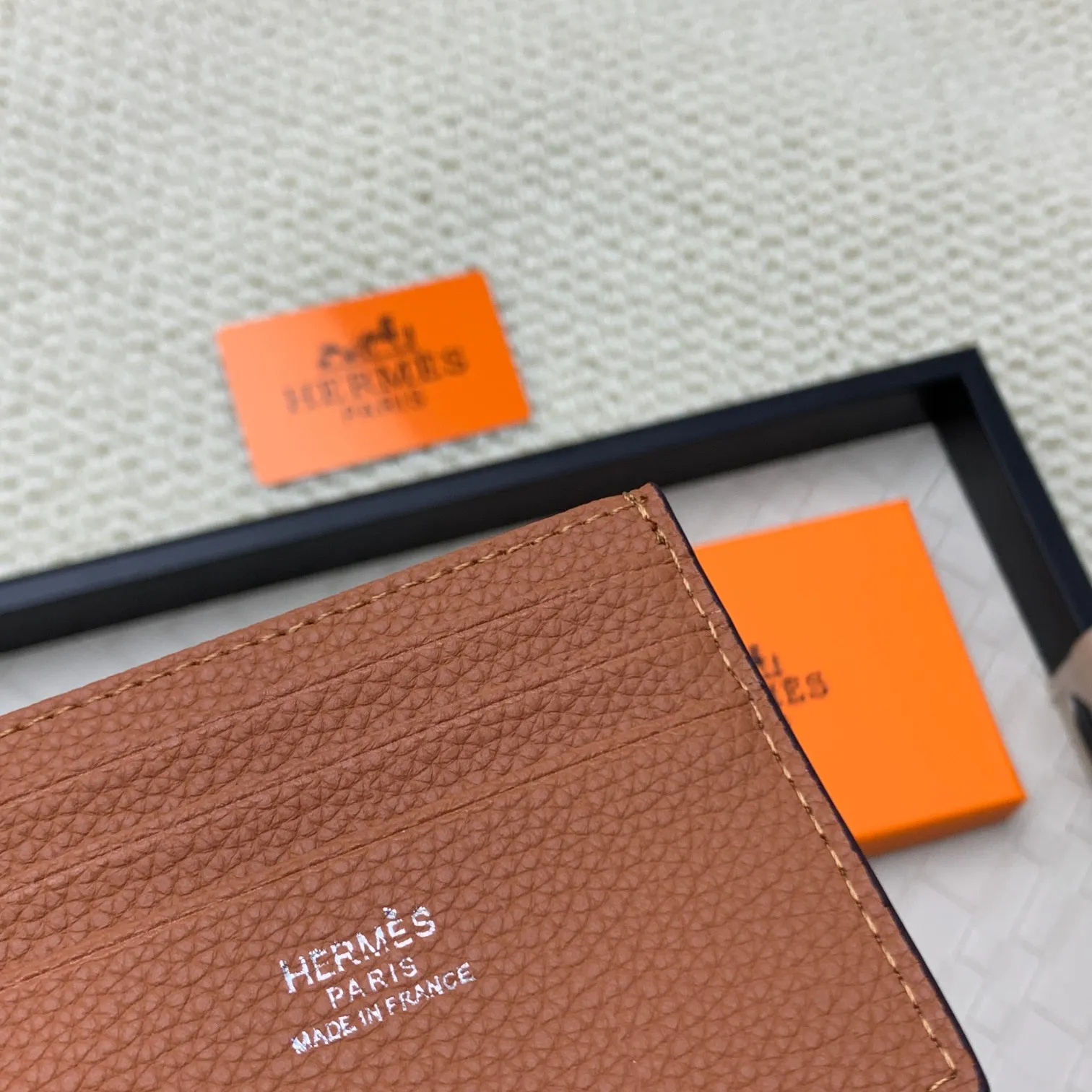 💰100 Hermès new card holder/2024 cow leather edge 3 card slots 1 flat pocket No.: 0514 Size: w10.5×7cm