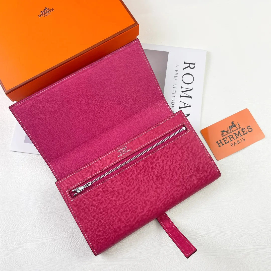 HERMES official website new model 💰300 New H Passant Toutenmainte Epsom calfskin long wallet Model: 951 palm print - Sheath "H passant" opening and closing - Zipper coin purse - Pocket with original OEM code inside - Can store passport or large-size mobile phone Metal texture: palladium plated Dimensions: length 20.8 × width 12.4 × thickness 2.7 cm