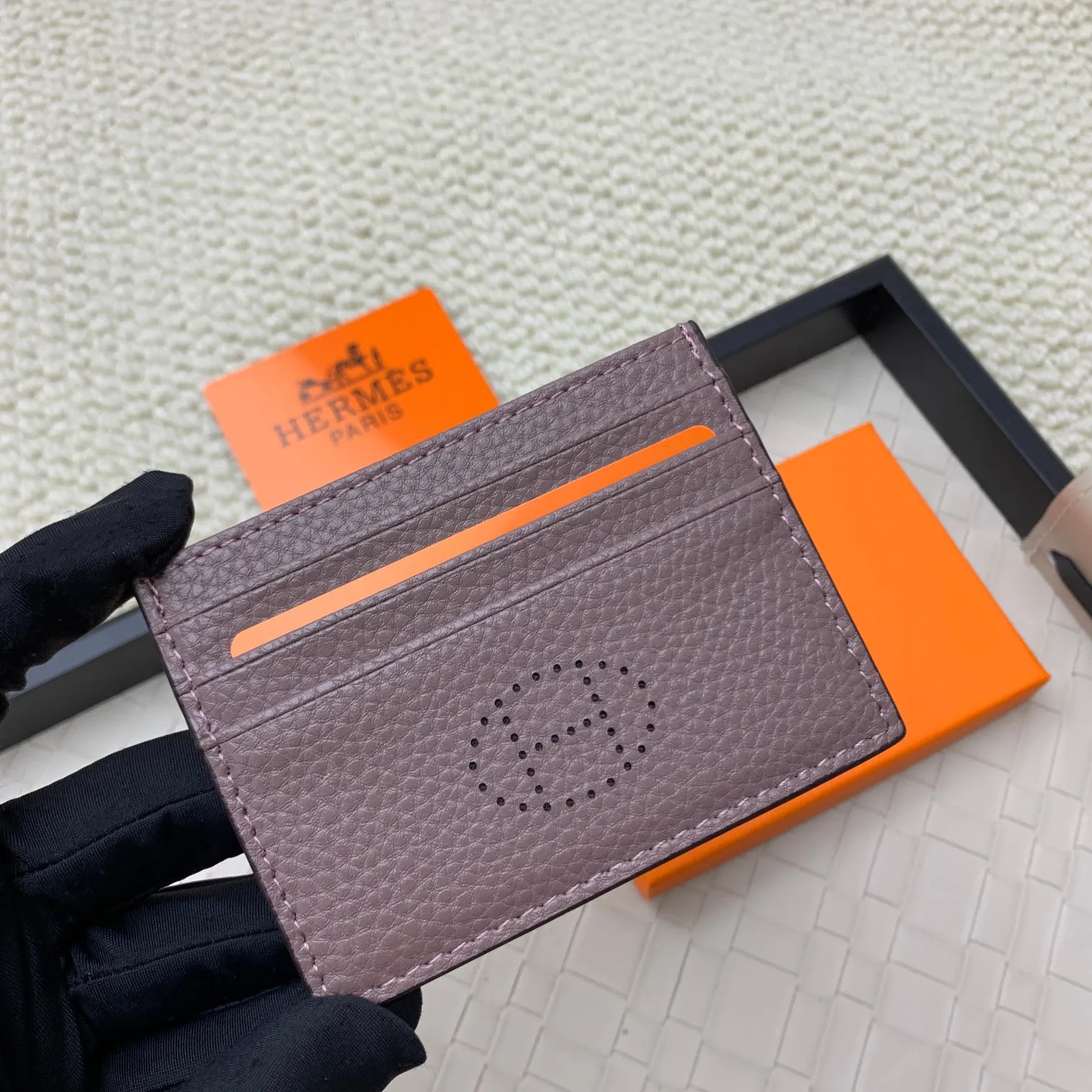 💰100 Hermès new card holder/2024 cow leather edge 3 card slots 1 flat pocket No.: 0514 Size: w10.5×7cm