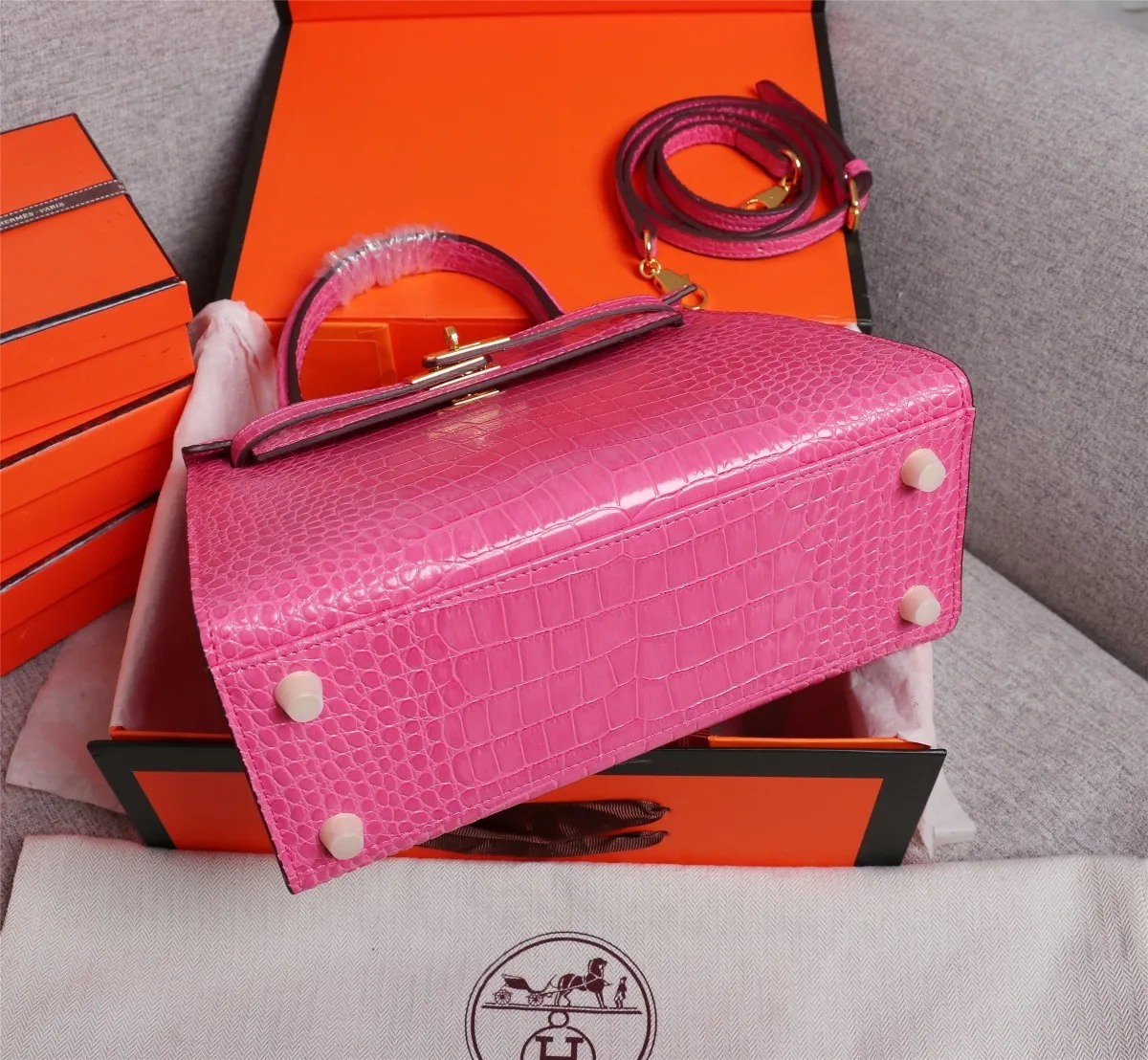 All Categories Official Website "Brand Women's Bags" Women's Bags 💙 Hermes 2022 official new Hermes women's hand-carrying cross-body dual-use bag wholesale Kelly crocodile pattern 58002500 High quality Size: 25-9-18CM