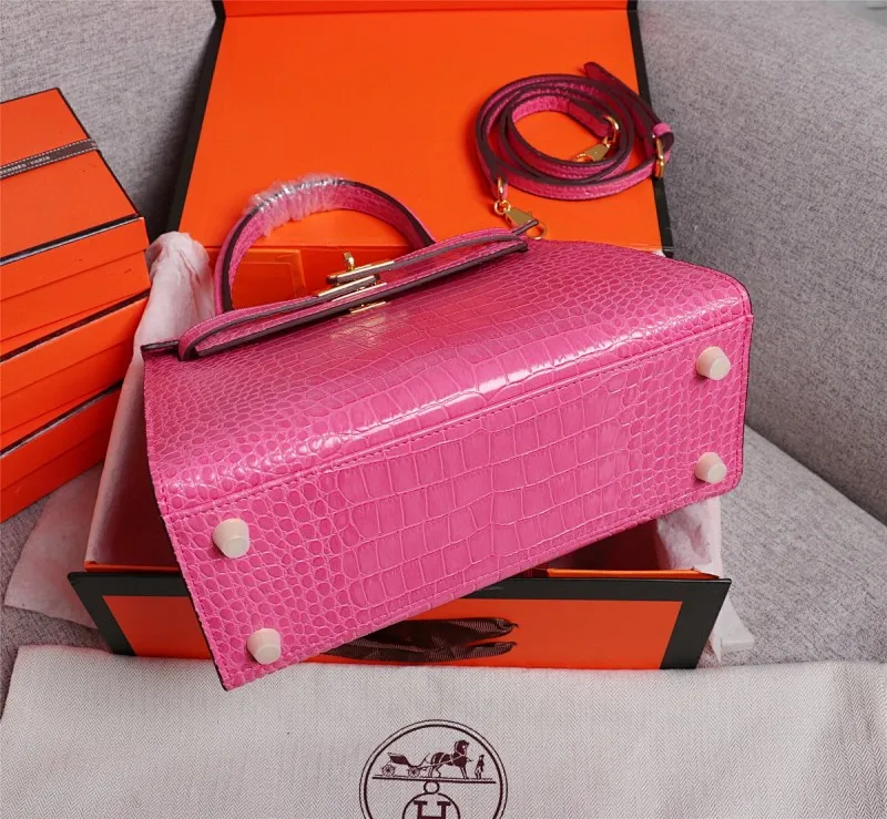 All Categories Official Website "Brand Women's Bags" Women's Bags 💙 Hermes 2022 official new Hermes women's hand-carrying cross-body dual-use bag wholesale Kelly crocodile pattern 58002500 High quality Size: 25-9-18CM