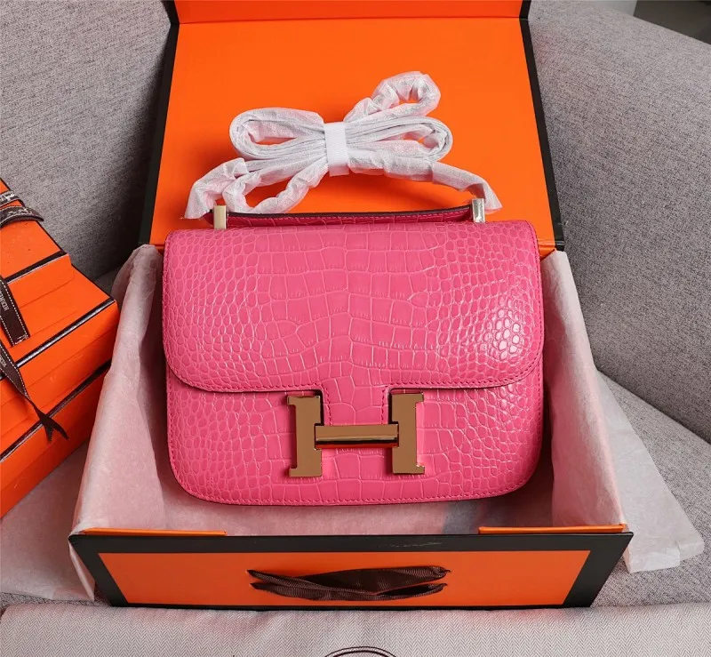 All Categories Official Website "Brand Women's Bags" Women's Bags 💙 Hermes 2022 Official New Hermes Constance Stewardess Bag Wholesale Crocodile Skin Full Pure Steel Plated Hardware Buckle 58003350 High Quality Size: 23-6-17CM