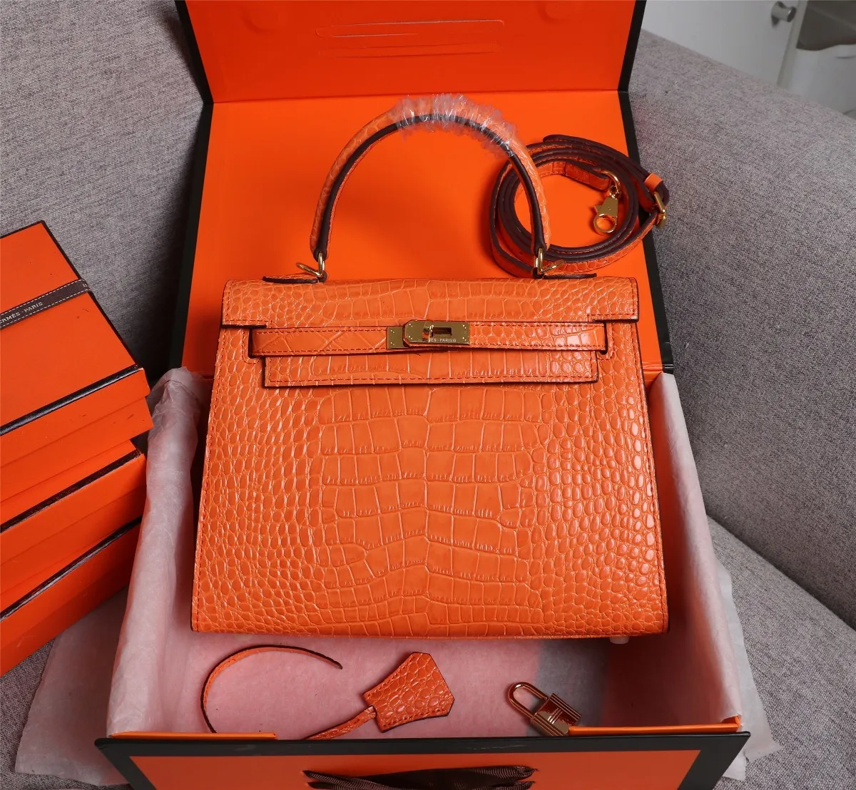 All Categories Official Website "Brand Women's Bags" Women's Bags 💙 Hermes 2022 official new Hermes women's hand-carrying cross-body dual-use bag wholesale Kelly crocodile pattern 58002500 High quality Size: 25-9-18CM