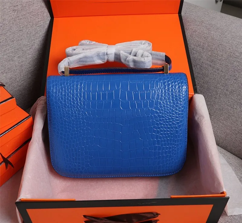 All Categories Official Website "Brand Women's Bags" Women's Bags 💙 Hermes 2022 Official New Hermes Constance Stewardess Bag Wholesale Crocodile Skin Full Pure Steel Plated Hardware Buckle 58003350 High Quality Size: 23-6-17CM