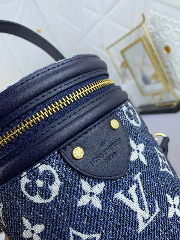 All Categories Official Website "Brand Women's Bags" Women's Bags 💙 LV upgraded original gradient denim blue cannes fortune bag. Drawing on the shape of a long-standing makeup box, women's art director Nicolas Ghesquière recreates the classic charm of the past with this semi-rigid handbag. Monogram and Monogram Reverse