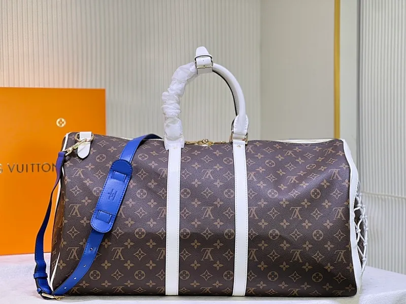 All categories Official website "Brand Women's Bags" Women's Bags 💙 LV replica LV, fine imitation LV bags, LV handbags, 2023 official latest version LV travel bag, bag factory, original material, size: 55-27-20CM