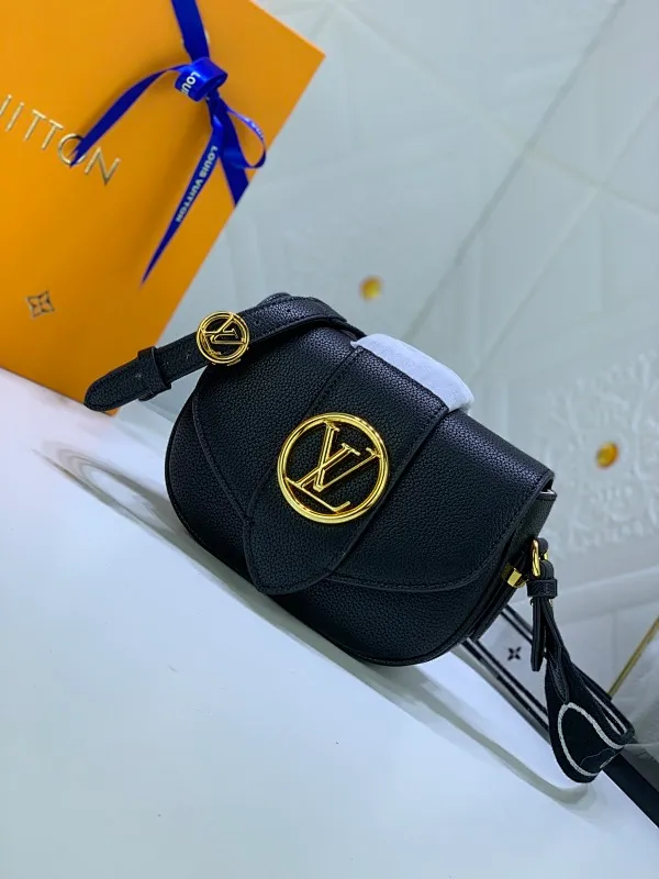 All Categories Official Website "Brand Women's Bags" Women's Bags 💙 LV Pont9 pebbled messenger bag. Handbags LV Pont 9 Soft handbag is made of grained calfskin and injects an elegant atmosphere with the LV Circle logo derived from the brand archives. Monogram flower cluster hidden under the flap, Monogram flower on the shoulder