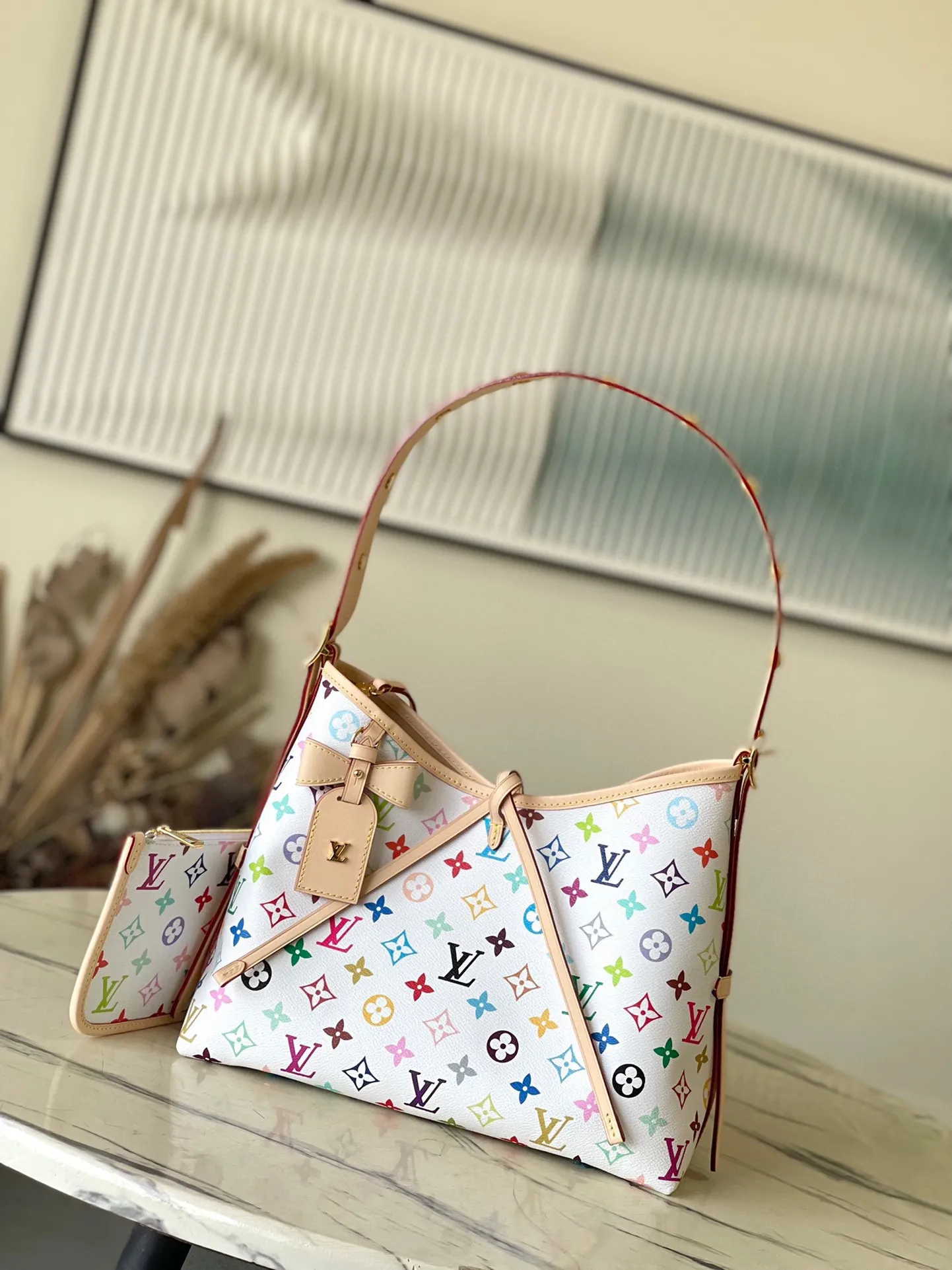 💰1000 Top Original Order M13661 This small CarryAll handbag comes from the Louis Vuitton Calf leather trim creates a figure-hugging fit, and a designer plaque details the elegant bow. Dimensions: 29 × 24 × 12 cm