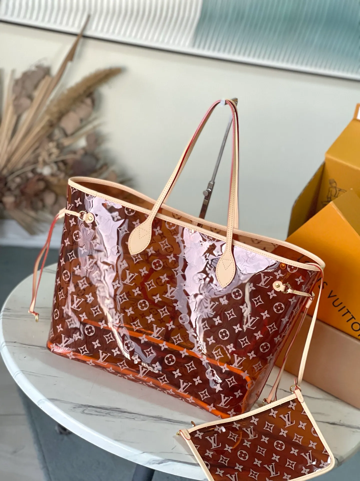 💰1340 Top original order Neverfull GM Monogram PVC recycled polyester fiber material Model: M14991 translucent PVC Material: A-grade all-steel hardware, imported original canvas Packing: full set of original duty-free MB packaging Size: 39*32*19CM