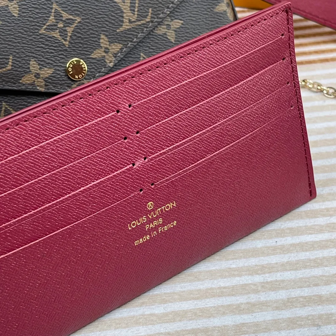 [Upgraded version] P480🐶Upgraded version. High quality. Semi-steel hardware M61276🐶 Comes with complete packaging. The Pochette Felicie handbag is elegant and compact, and contains two detachable pockets. It is a fashionable choice for carrying and organizing your daily necessities. More than just a wallet, it can be used as a charming clutch or small handbag once the gold chain is removed. Dimensions: 21.0 x 11.0 x 2.0 cm