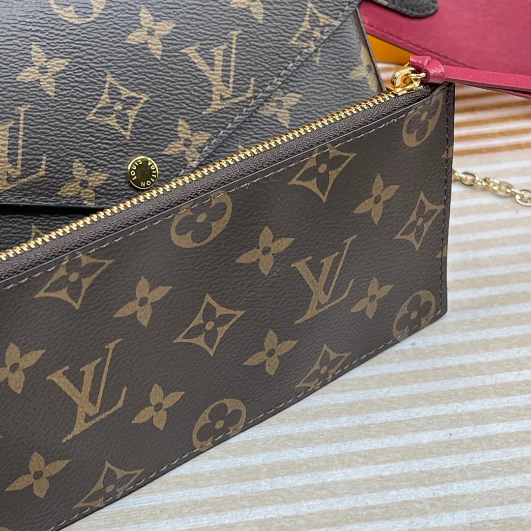 [Upgraded version] P480🐶Upgraded version. High quality. Semi-steel hardware M61276🐶 Comes with complete packaging. The Pochette Felicie handbag is elegant and compact, and contains two detachable pockets. It is a fashionable choice for carrying and organizing your daily necessities. More than just a wallet, it can be used as a charming clutch or small handbag once the gold chain is removed. Dimensions: 21.0 x 11.0 x 2.0 cm
