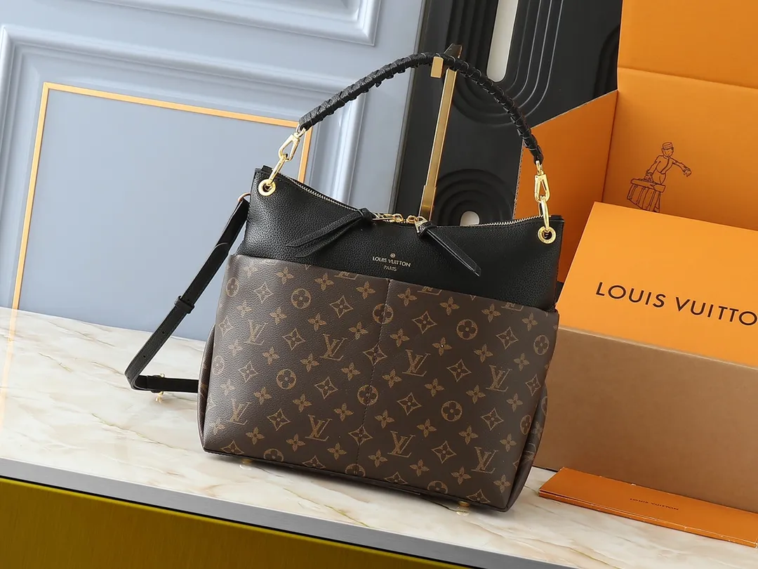 💰240💰Upgraded from the original M45522, 43170. This MONOGRAM canvas material is a new style of Melie handbag, a fashionable must-have item. Veau Cachemire leather material. Full leather embossed woven wrist double bag shopping bag. Lightweight and comfortable to carry. Unique vertical and narrow shape with modern style. Zipper pocket with metal engraved zipper puller for more personality. Size: 33x16x30cm