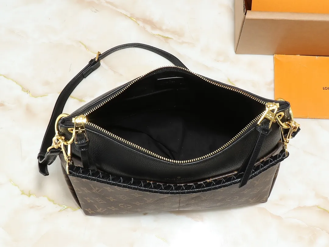 💰240💰Upgraded from the original M45522, 43170. This MONOGRAM canvas material is a new style of Melie handbag, a fashionable must-have item. Veau Cachemire leather material. Full leather embossed woven wrist double bag shopping bag. Lightweight and comfortable to carry. Unique vertical and narrow shape with modern style. Zipper pocket with metal engraved zipper puller for more personality. Size: 33x16x30cm