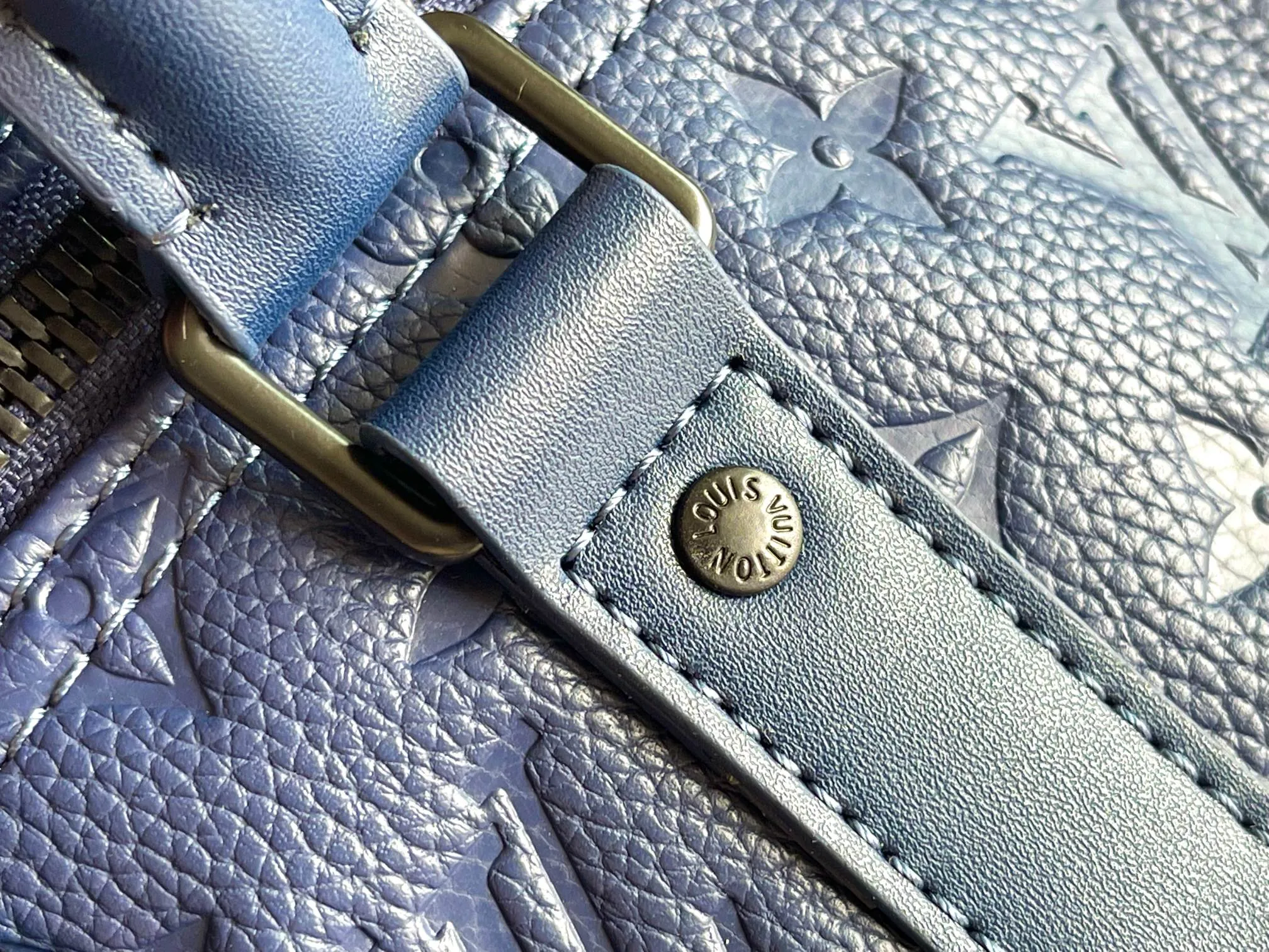 💰1300 (top layer leather) top original order M14840 M11495 blue KEEPALL 50 travel bag (with shoulder strap) soft texture, elegant style original Keepall travel bag with floral travel bag iconic Taiga leather material, fashionable and practical weekend leisure companion. size：50*29*23