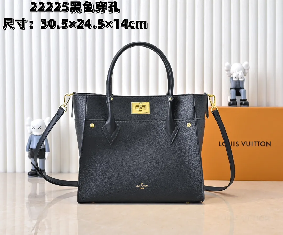 💰400💰Perforated Black Upgraded Original [M53826 Black Embroidery M53825 Apricot Embroidery M53824 MM53823 Presbyopia with Black]🔥On My Side handbag shows the elegant fusion of calfskin and classic Monogram canvas. Contrasting canvas shapes the large outer pocket, creating a trompe l'oeil effect as if two handbags merge into one. Plenty of space can easily accommodate office needs, and the adjustable shoulder strap allows for a cross-body style. Dimensions: 30.5 x 24.5 x 14 cm (Length x Height x Width) - Calfskin and Monogram coated canvas - Cowhide leather trim - Microfiber lining - 2 top handles for hand or elbow carry - Adjustable shoulder strap for shoulder or cross-body wear - Lock closure - 2 outer pockets with magnetic closure - Zip pocket - 1 patch pocket