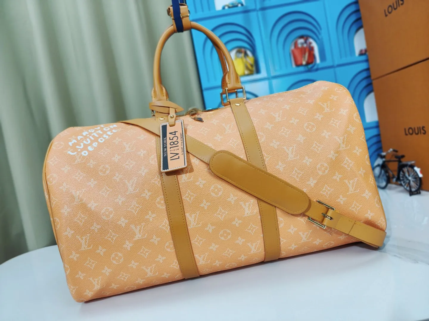 P340💰m13186louisvuitton lv 24fw monogram new presbyopic bag louis vuitton Iv 24fw new monogram yellow presbyopic yellow presbyopic series messenger bag montsouris shoulder bag kepall 50 travel bag multiple classic styles Size: 50x29x23cm