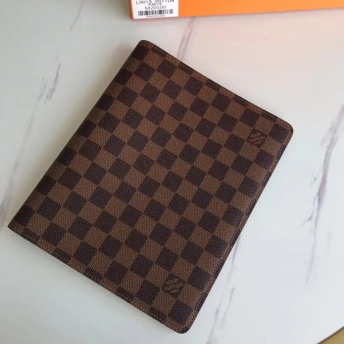 P140💰 4070🔥Hot model Extra large check holder Notebook cover 6 card slots Cowhide ➕ Lv special fabric, with box Size about 18cm Number: 20100/21065