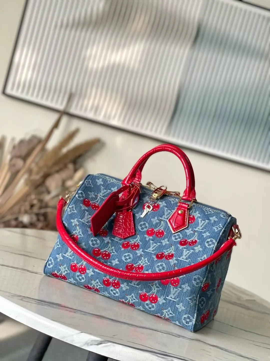 💰1240 Top quality original MB163c chip version original leather] This Speedy18 Bandoulière handbag model: N86762 denim size: 18 x 12 x10 cm