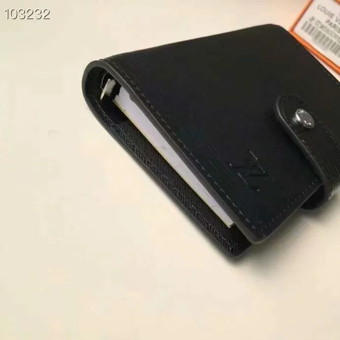 P140 Hot item shipped, model number M20005. This small notepad cover is made of Monogram canvas. It can hold three credit cards and can also be used as an address book, notebook or calendar. 10/12 cm (Length x Height) - Epi leather embossed with delicate LV initials and lined with interwoven textured leather - Button closure - Six-ring binder with three rings in sets, six credit card slots and two internal compartments - Notepad insert available separately