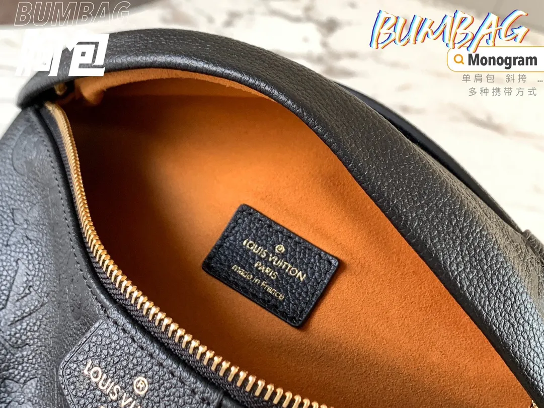 💰920 (top-grain leather) top original single M44812 black embossed] BUMBAG chest bag patterned style can be used as a waist bag, shoulder bag, crossbody...Multiple carrying methods, soft Monogram fabric, girly pattern design, sports style adds pure fashionable and casual temperament. Detailed size: 37*14*13