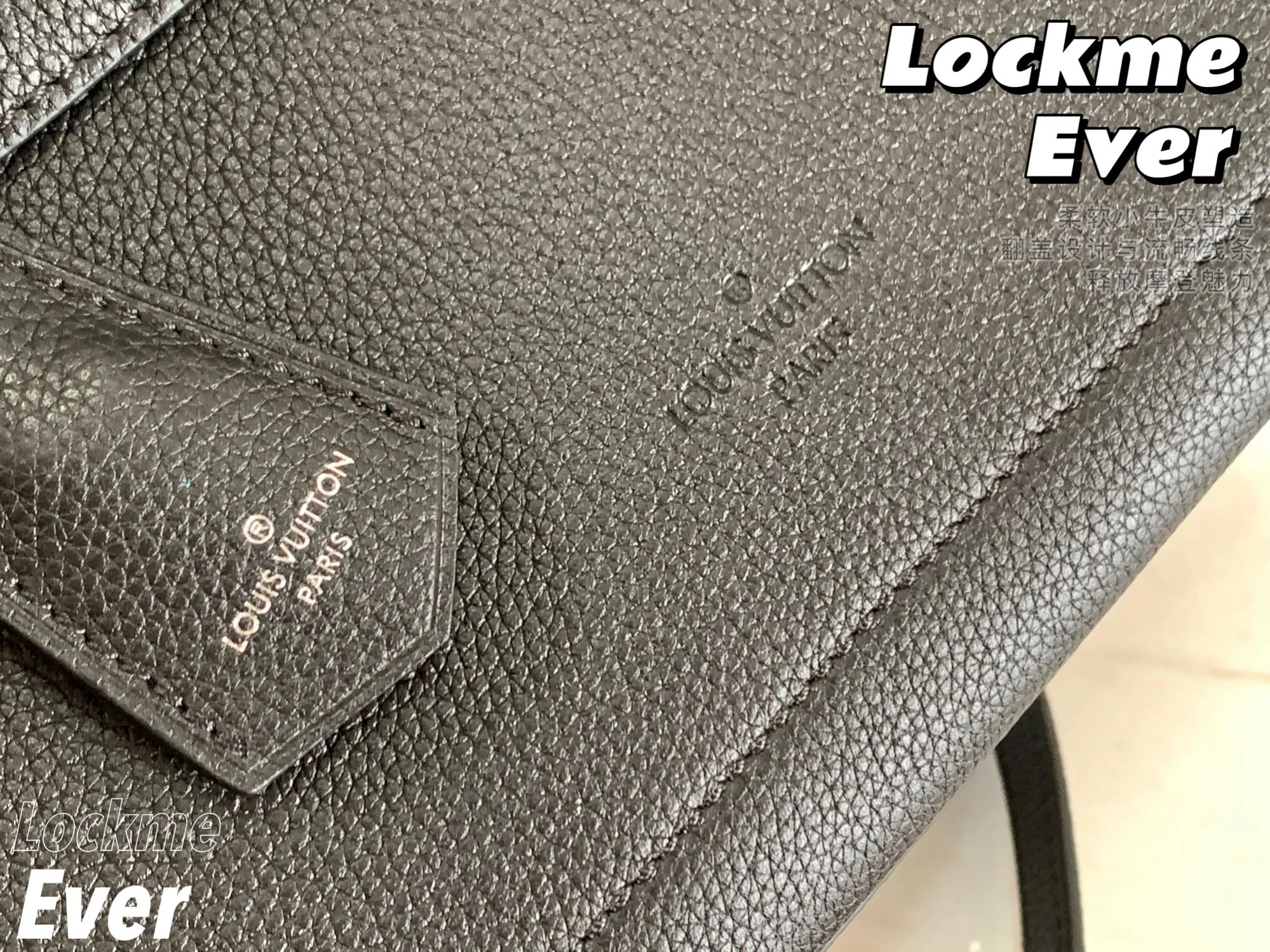 P1440 [Original leather 💋M51395 black] Lockme Ever medium handbag is made of soft calfskin material, equipped with a single handle, fashionable appearance and distinct layers. The neat silhouette with top flap and spacious handbag add a fashionable and modern feel. Silver LV twist lock and leather shoulder strap, an elegant choice for everyday styling. Detailed size: 33.5*21.5*14.5cm